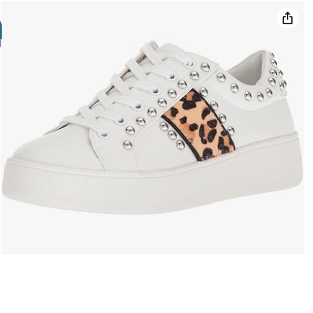 Steve Madden Leopard/Studded Detailed "Belle" Sneakers Size 8.5 NWT